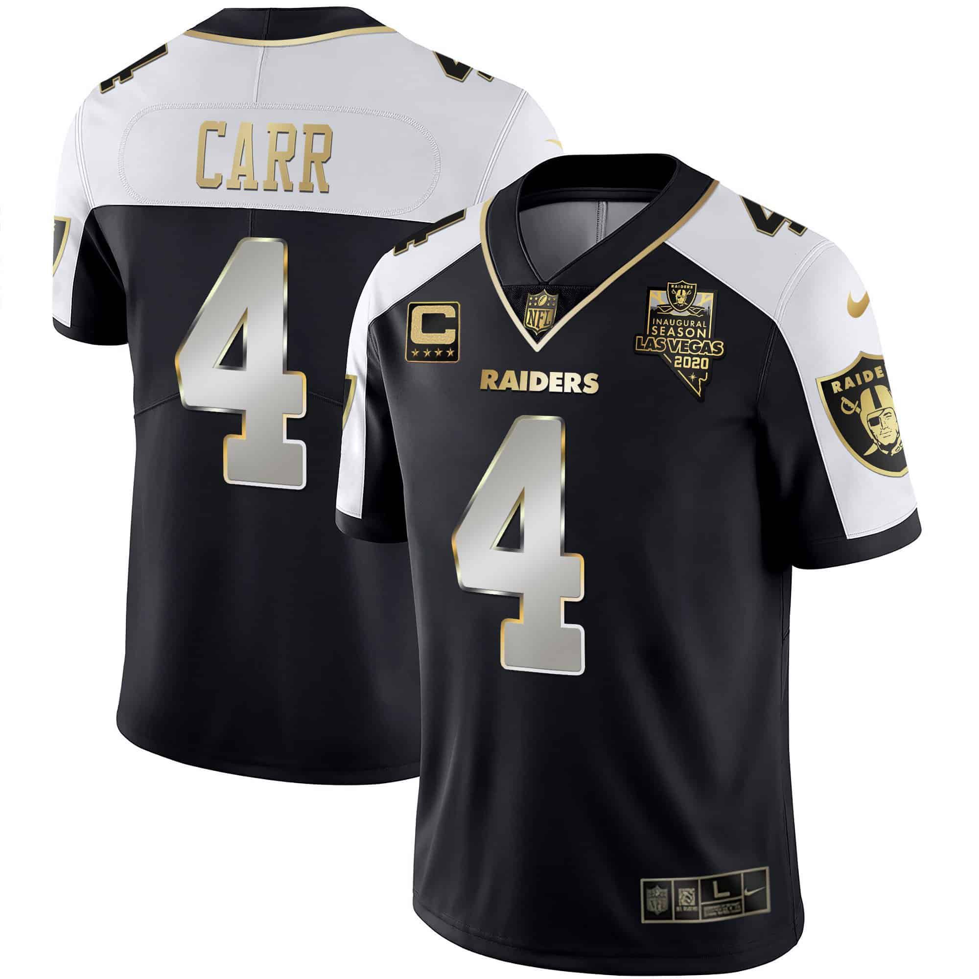 Men Oakland Raiders #4 Carr 2024 Nike Vapor Black Gold & Black Inverted Limited NFL Jersey style 1->indianapolis colts->NFL Jersey